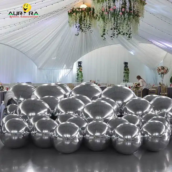Boule de miroir gonflable colorée de 0,3 mm PVC Party Grandes sphères décoratives