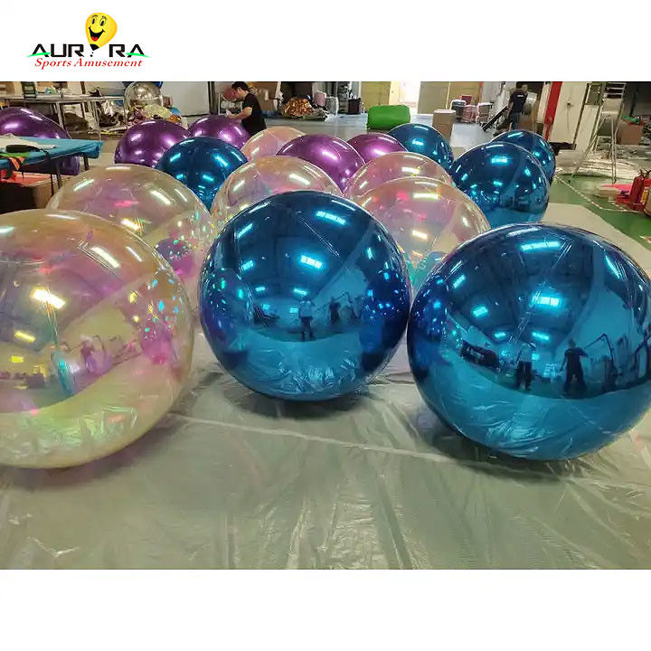Boule de miroir gonflable en argent géant PVC pour décoration de fête de mariage de Noël