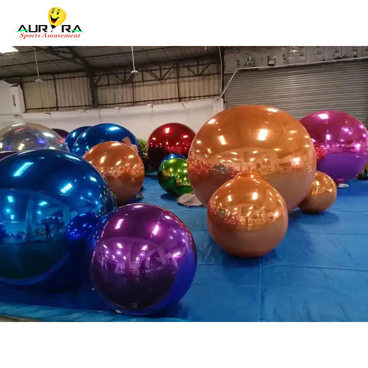 Boule de miroir gonflable géante personnalisée PVC pour la fête de décoration Rouge Bleu Jaune