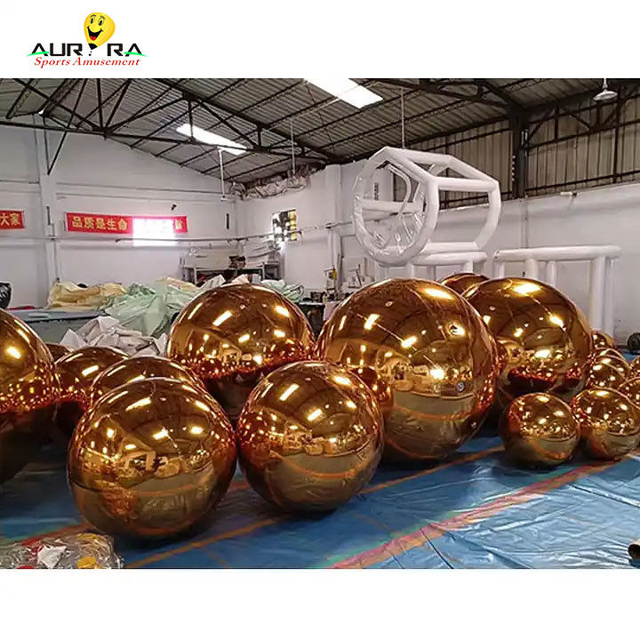 Boule de miroir gonflable géante personnalisée PVC pour la fête de décoration Rouge Bleu Jaune