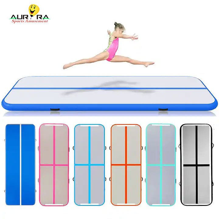 Salle de gym Gymnastics Air Track Mat 3m à l'extérieur Salle de saut gonflable bleu