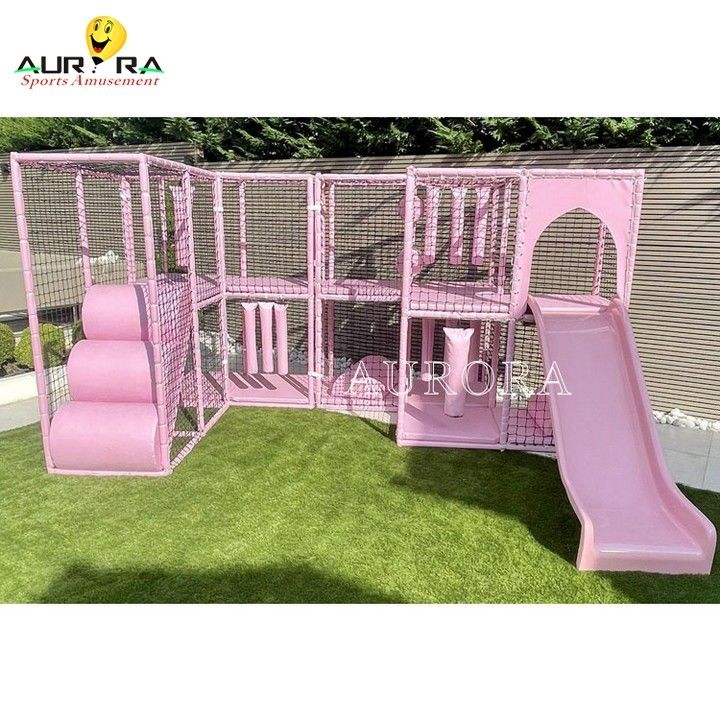 Des toboggans Trampoline Parc Jeu doux Forêt Enfants Outdoor Pastel Rose À vendre