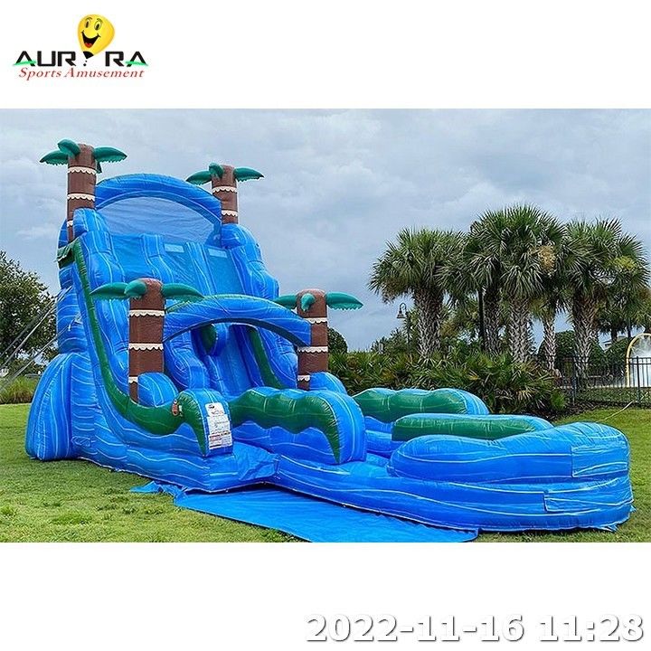 Des toboggans gonflables en plein air pour la piscine, des châteaux de saut à la piscine, des fêtes de location en bleu