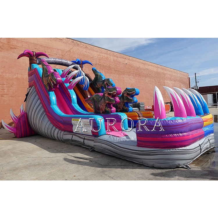 Des toboggans gonflables en plein air pour piscine violet bleu de qualité commerciale