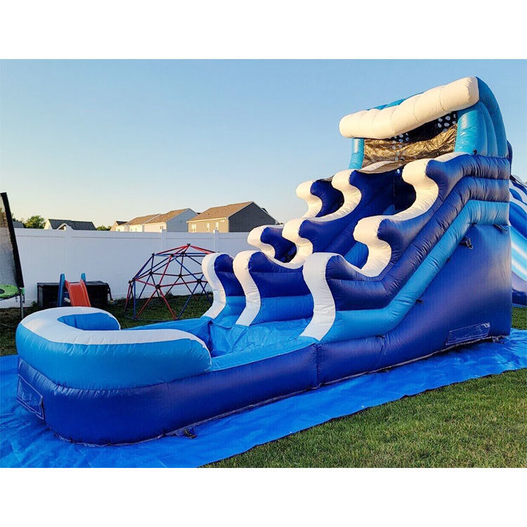 Événement de location pour enfants toboggans gonflables pour piscine toboggan à vagues bleues avec piscine