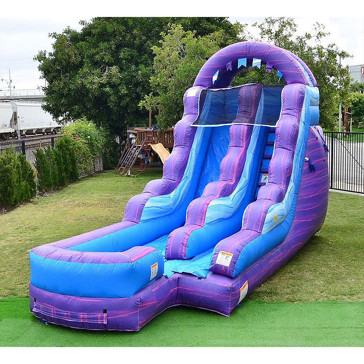 Événement de location pour enfants toboggans gonflables pour piscine toboggan à vagues bleues avec piscine