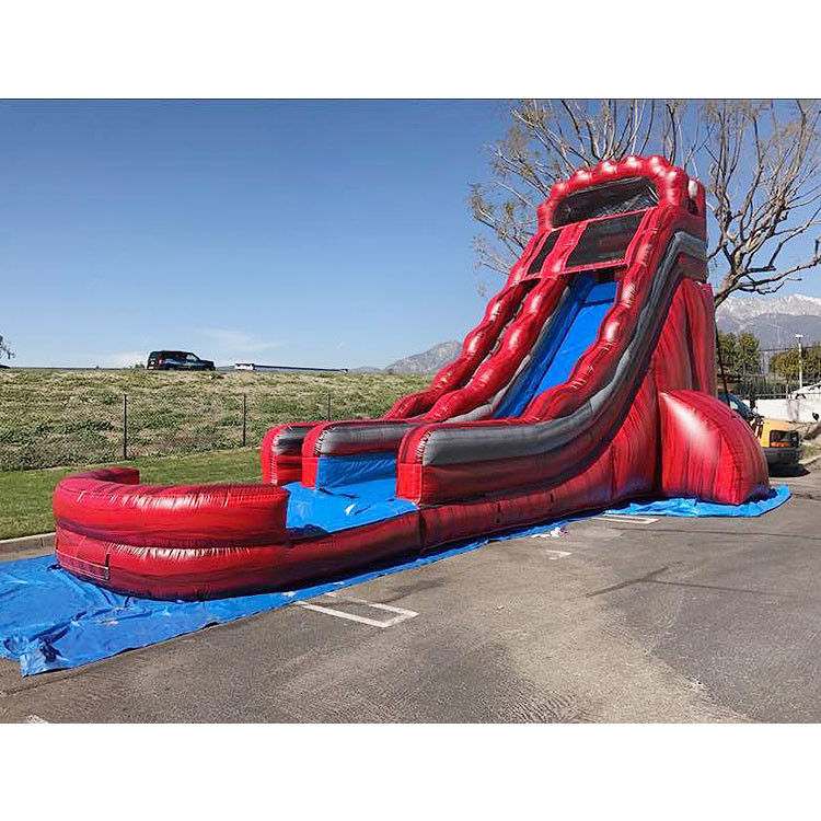 Événement de location pour enfants toboggans gonflables pour piscine toboggan à vagues bleues avec piscine