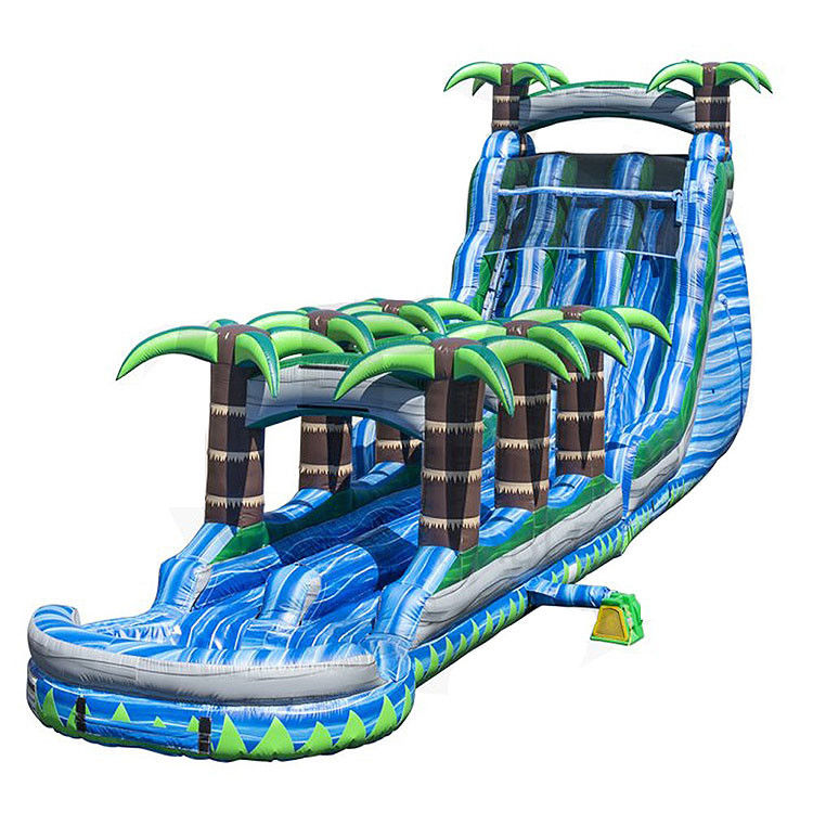 Glissières gonflables à double voie Glissière à eau ou à sec avec piscine pour les affaires de fête
