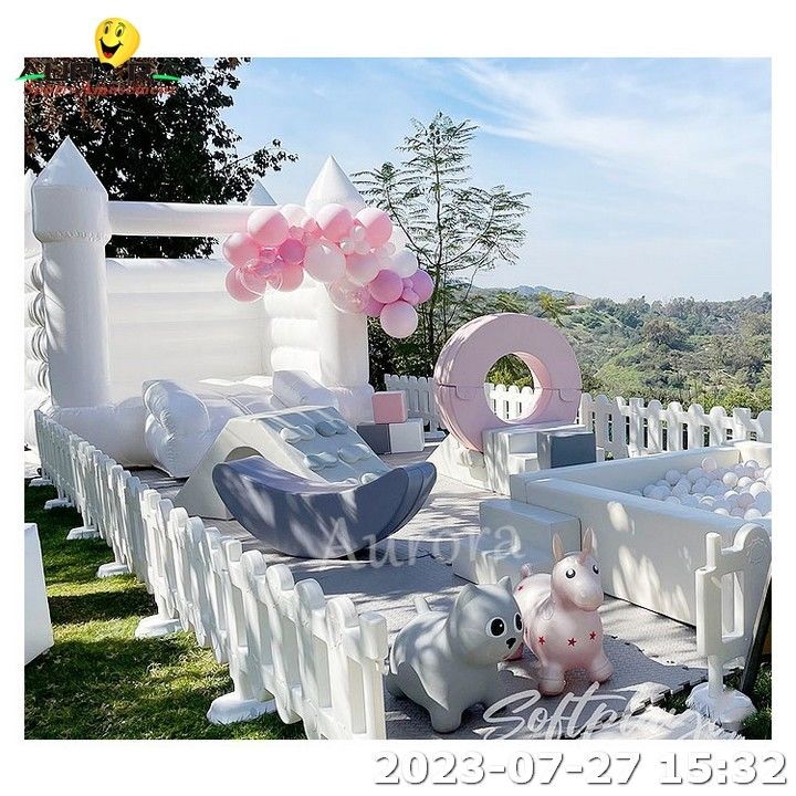 Jeux en plein air Avec clôture Avec White Bounce House Soft Play Sets