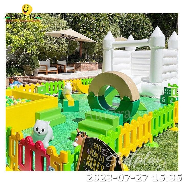 Jeux en plein air Avec clôture Avec White Bounce House Soft Play Sets