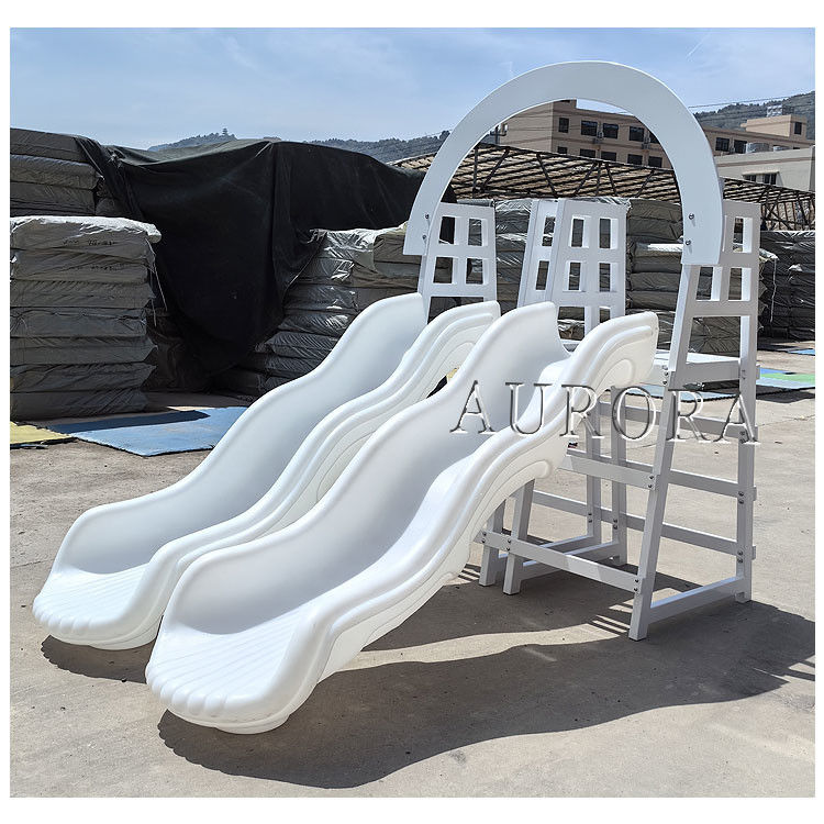 Double toboggan extérieur avec arc Blanc équipement de jeu doux toboggan plastique